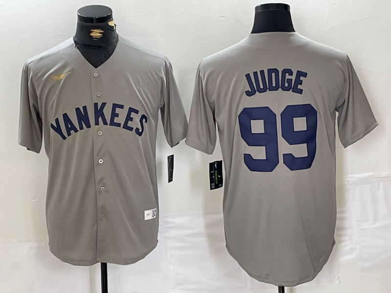 Men New York Yankees #99 Judge Grey Throwback Nike Game 2024 MLB Jersey style 10